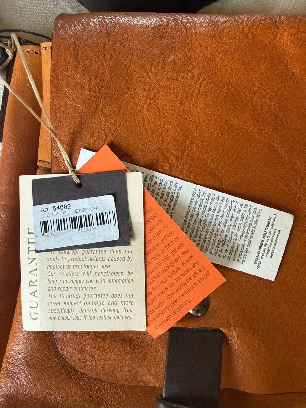 Tan Genuine Leather Messenger Bag - Florence, Italy